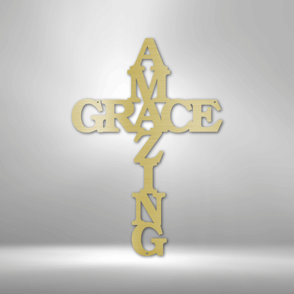 Scripture Sign Amazing Grace CrossSteel Sign Laser Cut Powder Coated Home &